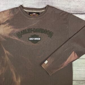 Vintage 1990s Harley Davidson Motorcycles Brown Long Sleeve Shirt